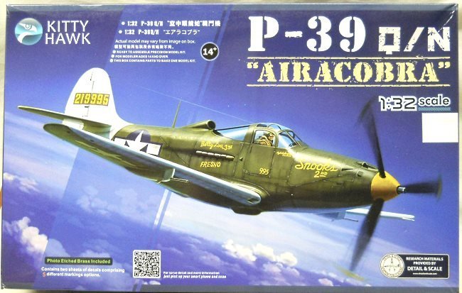 Kitty Hawk 1/32 Bell P-39 Q/N Airacobra With Eduard Brassin 632-081 Exhaust / Dream Model CDM32002 Interior Color Photoetch Detail Set / Air Classics Magainze Vol 40 #9 With P-39 Illustrated Compelte WWII History, KH32013 plastic model kit